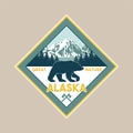 Vintage badge with wild bear in Alaska